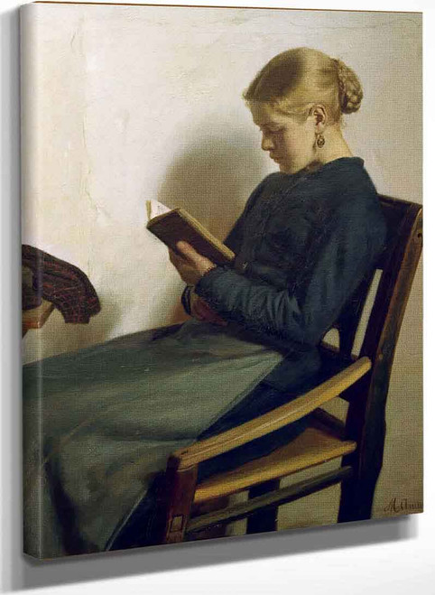 A Young Girl Reading Maren Sofie Olsen By Michael Peter Ancher