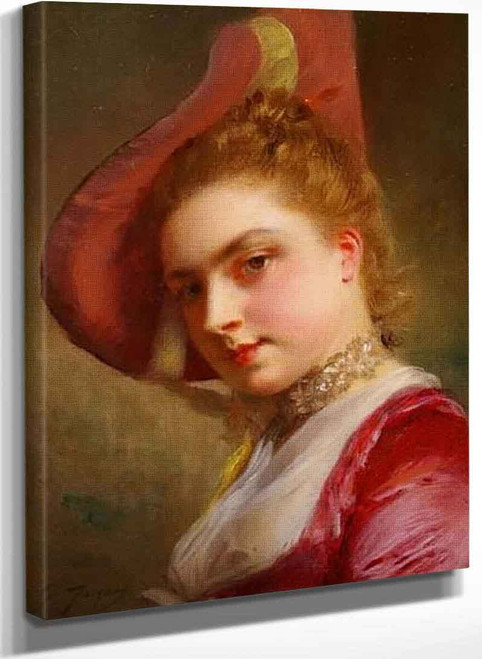 An Admiring Expression (Also Known As Lady In Pink) By Gustave Jean Jacquet