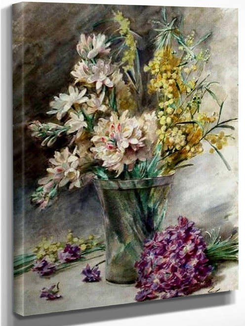 Crystal Vase With Flowers By Madeleine Jeanne Lemaire