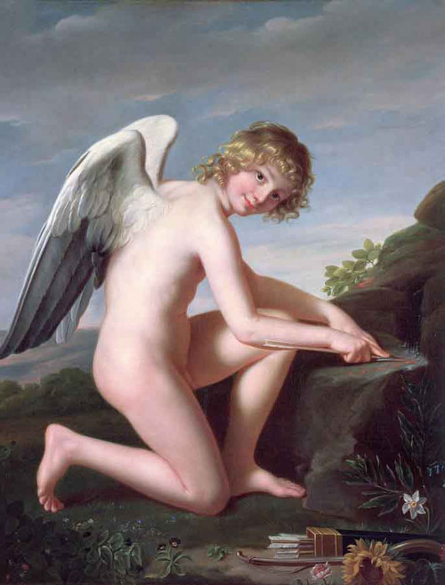Cupid Sharpening His Arrows By Robert Lefevre