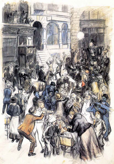 Curb Exchange No. 3 By William James Glackens  By William James Glackens