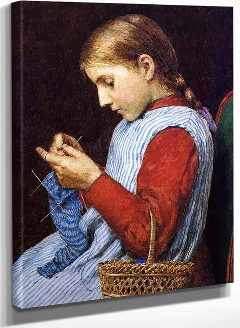 Girl Knitting By Julian Alden Weir