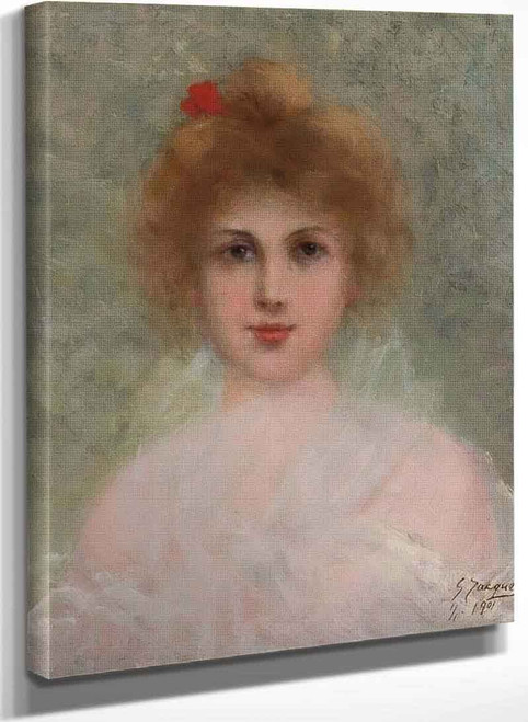 Girl With Red Flower By Gustave Jean Jacquet