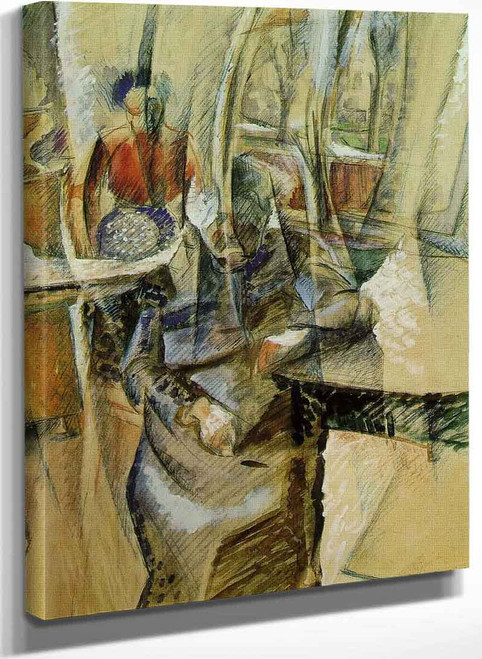 Interior With Two Female Figures By Umberto Boccioni