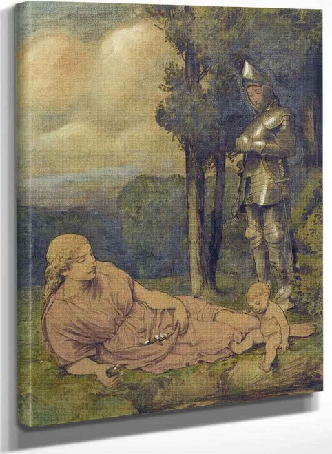 Knight And Flora By Hans Thoma