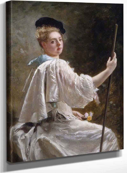 Lady With A Staff By Gustave Jean Jacquet