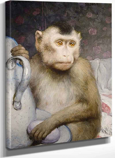 Monkey With Pitcher By Gabriel Cornelius Ritter Von Max