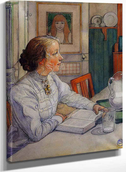 My Eldest Daughter Suzanne With Milk And Book By Carl Larssonv