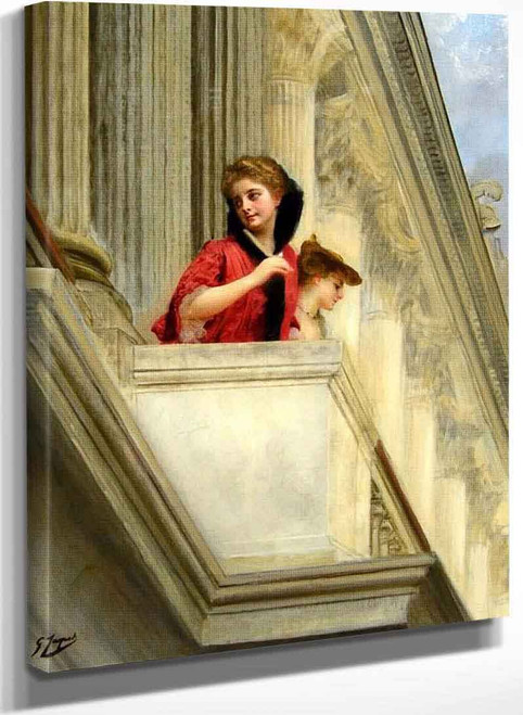 On The Balcony Of The Hotel Crillon Paris By Gustave Jean Jacquet