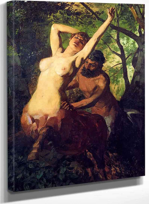 Pair Of Centaurs In The Woods By Wilhelm Trubner