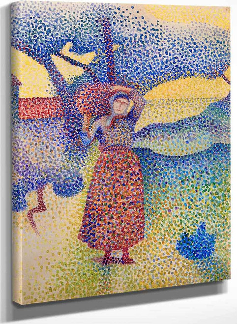 Peasant Woman Carrhing A Basket (Study For The Farm Evening) By Henri Edmond Cross