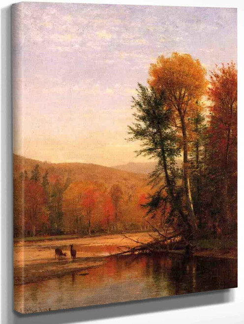 Deer In An Autumn Landscape By Thomas Worthington Whittredge