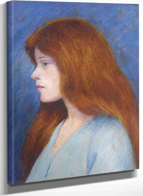 Portrait Of A Woman On A Blue Background By Federico Zandomeneghi