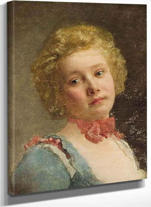 Portrait Of A Young Girl By Gustave Jean Jacquet