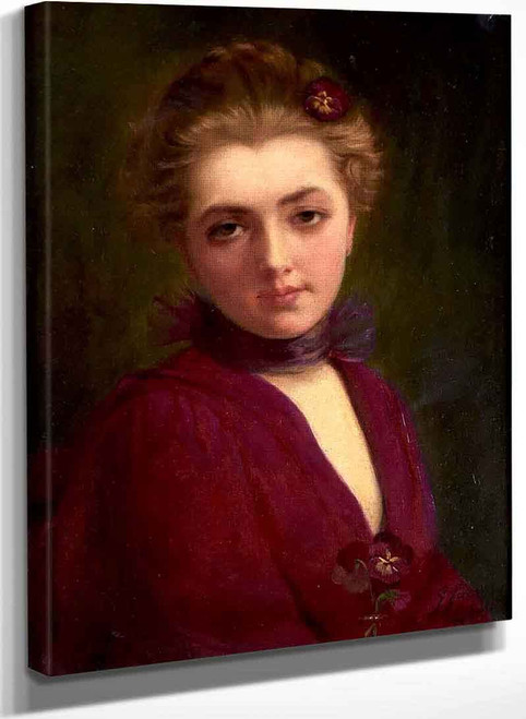 Portrait Of A Young Woman In Mauve By Gustave Jean Jacquet