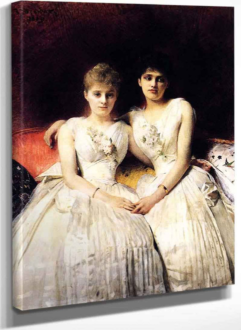 Portrait Of Marthe And Therese Galoppe By Leon Joseph Florentin Bonnat