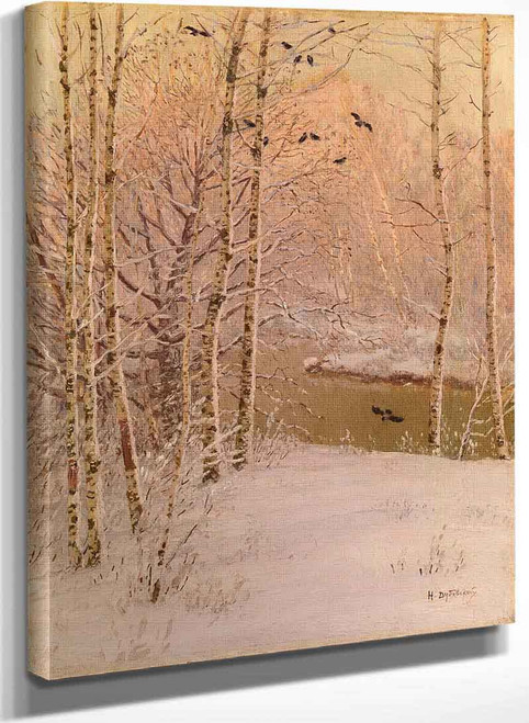 River Running Through A Wintry Forest By Nikolai Nikanorovich Dubovskoy