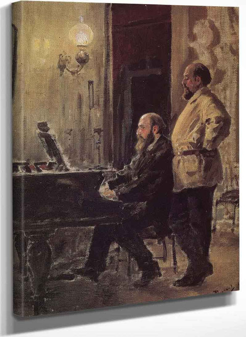 S.I. Mamontov And P.A. Spiro At The Piano By Vasily Polenov
