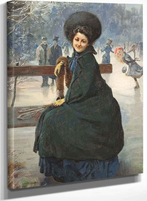 Scene At The Skating Rink By Fritz Von Uhde