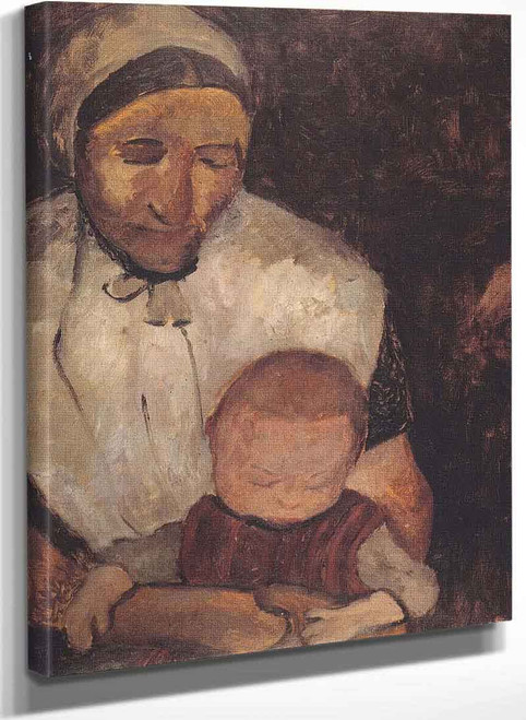 Seated Peasant Woman With Child On Her Lap By Paula Modersohn Becker