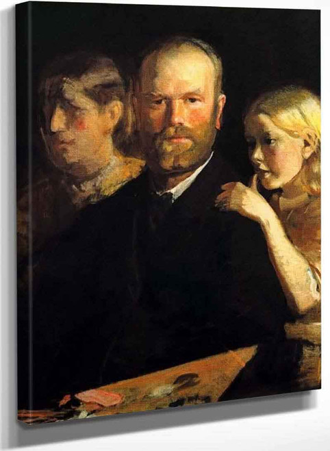 Selfportrait With Anna And Helga By Michael Peter Ancher