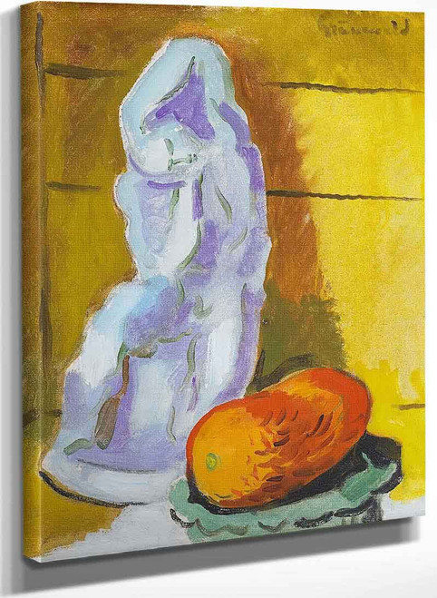 Still Life With Statue And Pumpkin By Isaac Grunewald