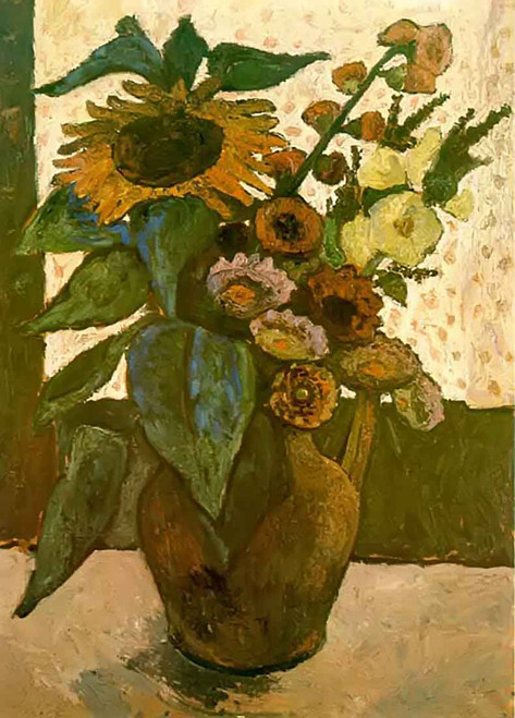 Still Life With Sunflowers And Hollyhocks By Paula Modersohn Becker