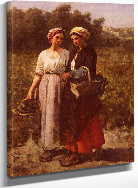 The Grape Harvest At The Chateau Lagrange By Jules Adolphe Breton