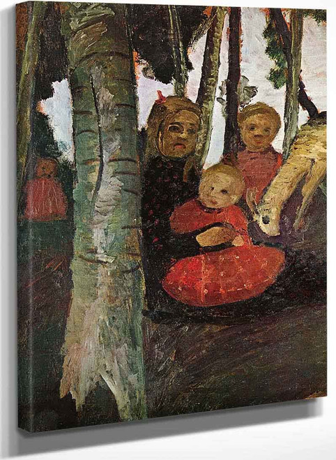 Three Children With Goat In The Birch Forest By Paula Modersohn Becker