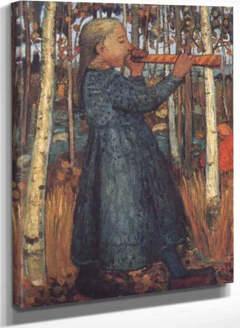 Trumpeting Girl In Birch Woods By Paula Modersohn Becker