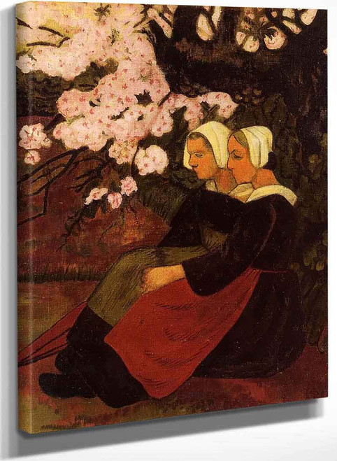 Two Breton Women Under A Flowering Apple Tree By Paul Serusier