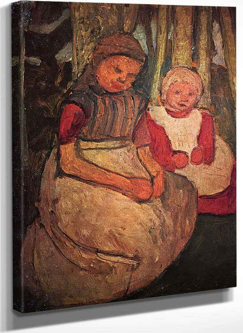 Two Girls Sitting In The Birch Forest By Paula Modersohn Becker