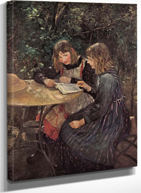 Two Of His Daughters In The Garden (Also Known As Zwei Töchter Des Künstlers Im Garten) By Fritz Von Uhde