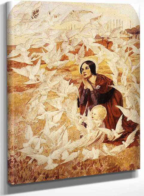 Virgin With Doves By Carlos Schwabe