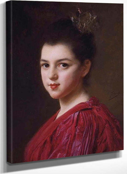 Woman In A Red Dress By Gustave Jean Jacquet