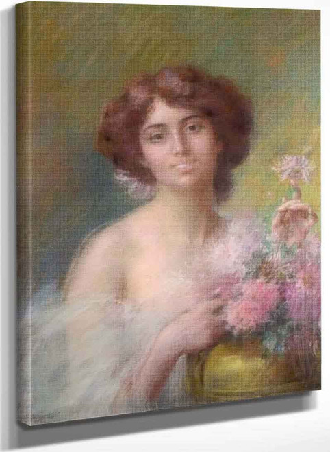 Woman With Dahlias By Delphin Enjolras