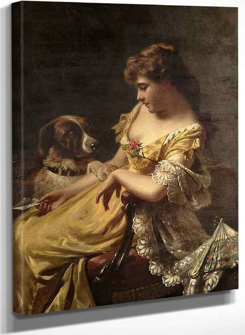 Woman With Letter And Her Dog By Edwin Thomas Roberts