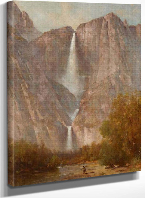 Yosemite Falls With Figure By Thomas Hill