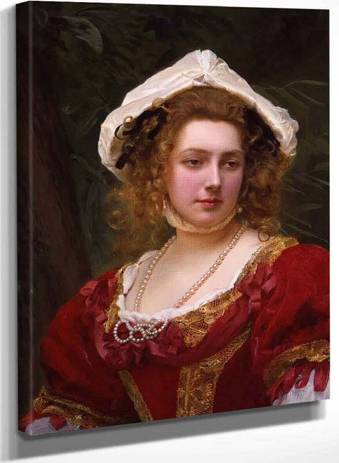 Young Girl With Red Dress By Gustave Jean Jacquet