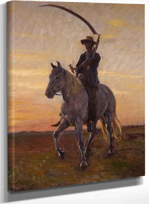 Young Man Riding Home After The Harvest By Michael Peter Ancher