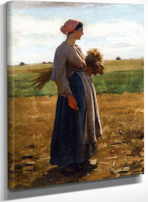 Young Woman In The Fields By Jules Adolphe Breton