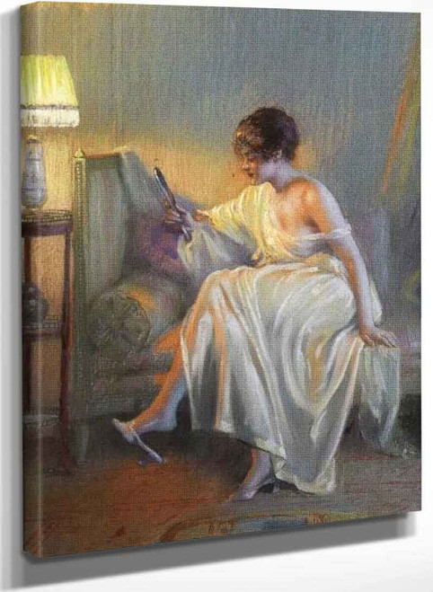 Young Woman On The Sofa With A Hand Mirror By Delphin Enjolras