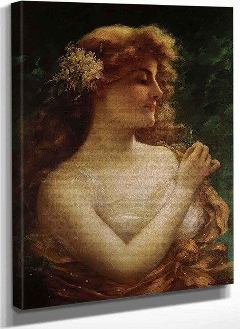 Young Woman With A Dragonfly By Emile Vernon