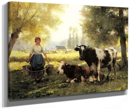 A Milkmaid With Her Cows On A Summer Day By Julien Dupre