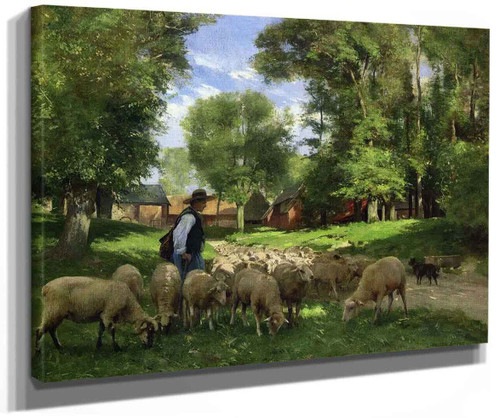 A Shepherd And His Flock By Julien Dupre