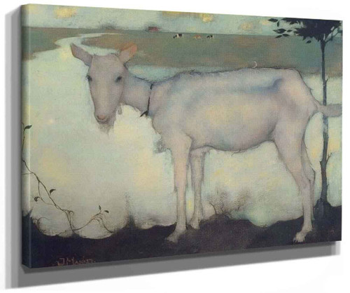 An Old Goat By The Lake By Jan Mankes