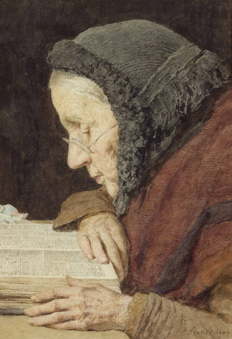 Elderly Woman Reading The Bible By Albert Anker Elderly Woman Reading The Bible By Albert Anker