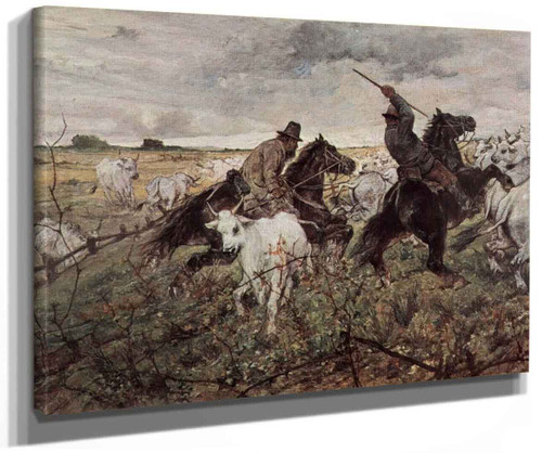 Cowboys And Herds In The Maremma By Giovanni Fattori