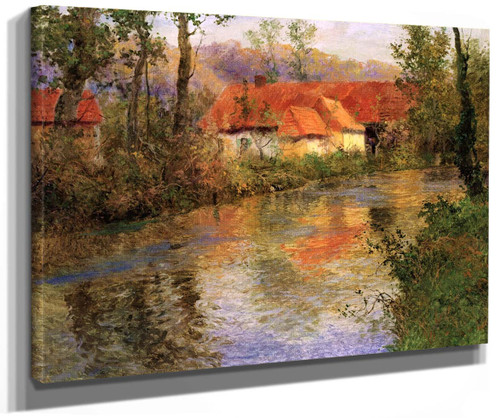 Farm With Red Roofs On The Banks Of The Arques End Of Summer By Fritz Thaulow