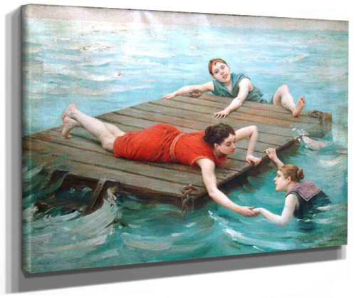 Girls Swimming From A Raft By Jules Scalbert